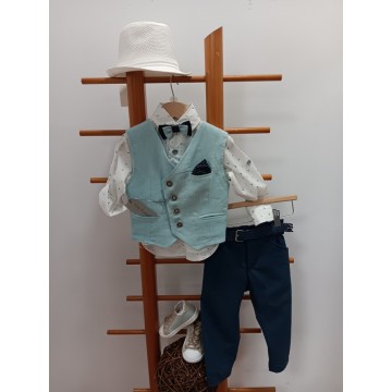 Guy Laroshe Σετ βάπτισης Μίνεραλ - Μπλε με άσπρο πουκάμισο με μοτίβα